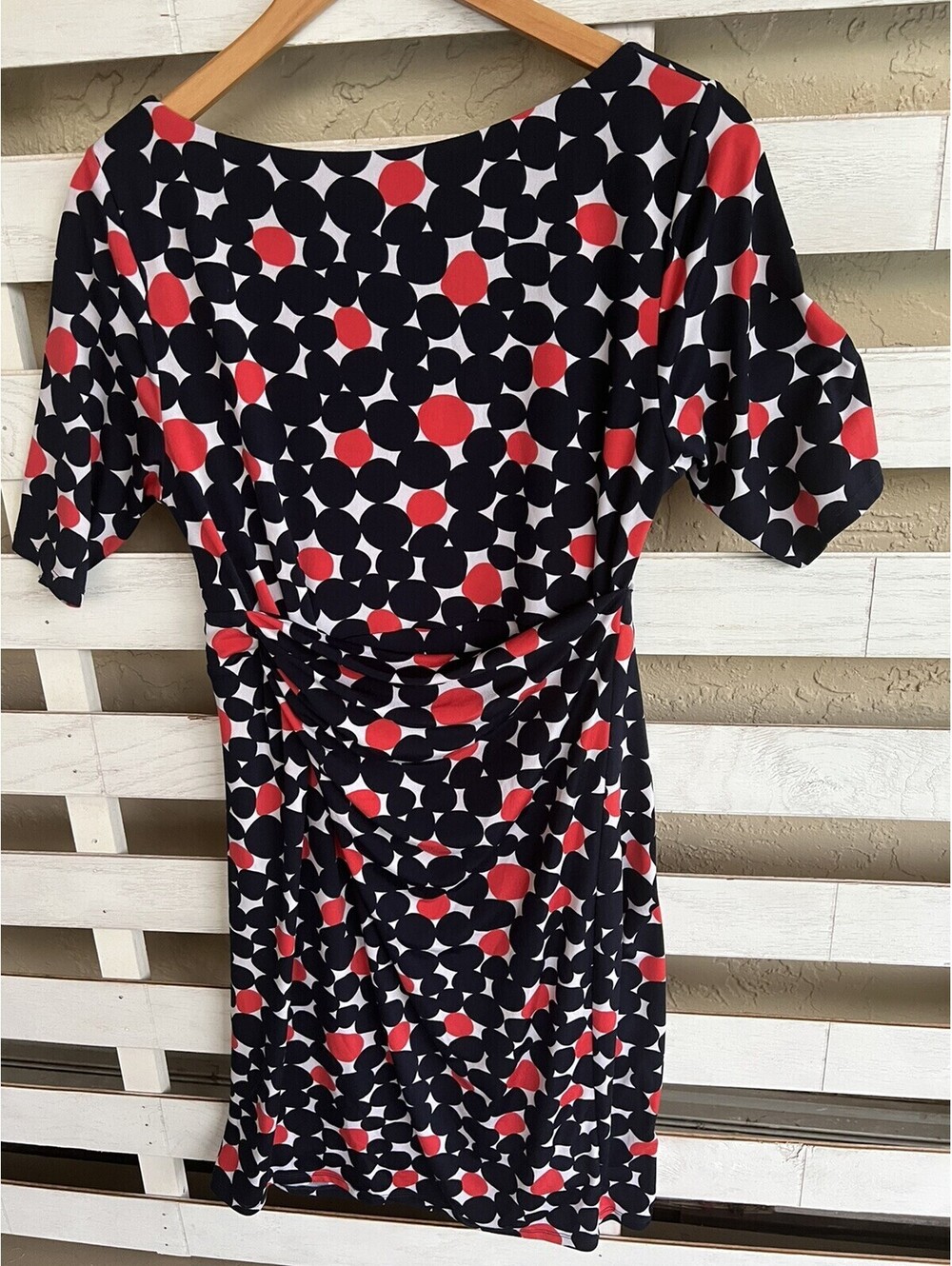 A Pea In The Pod Maternity Dress Size Large Tie Blue Red Stretch